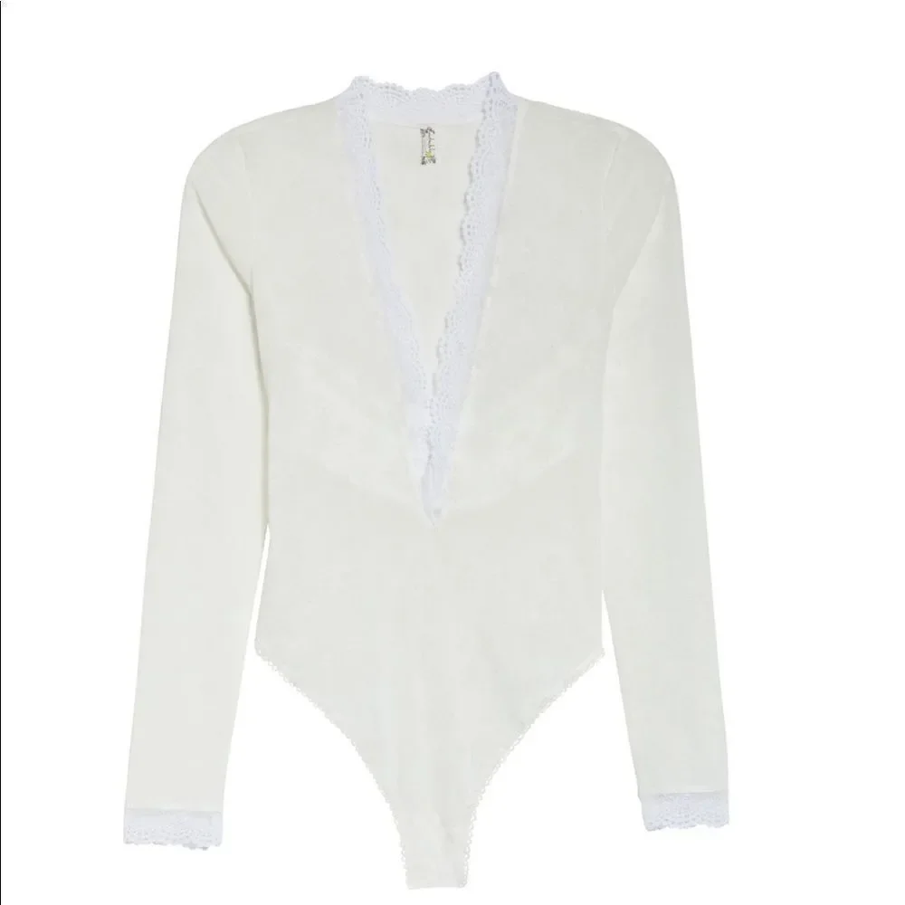 Free People Babes & Bandeaus White Lace Bodysuit